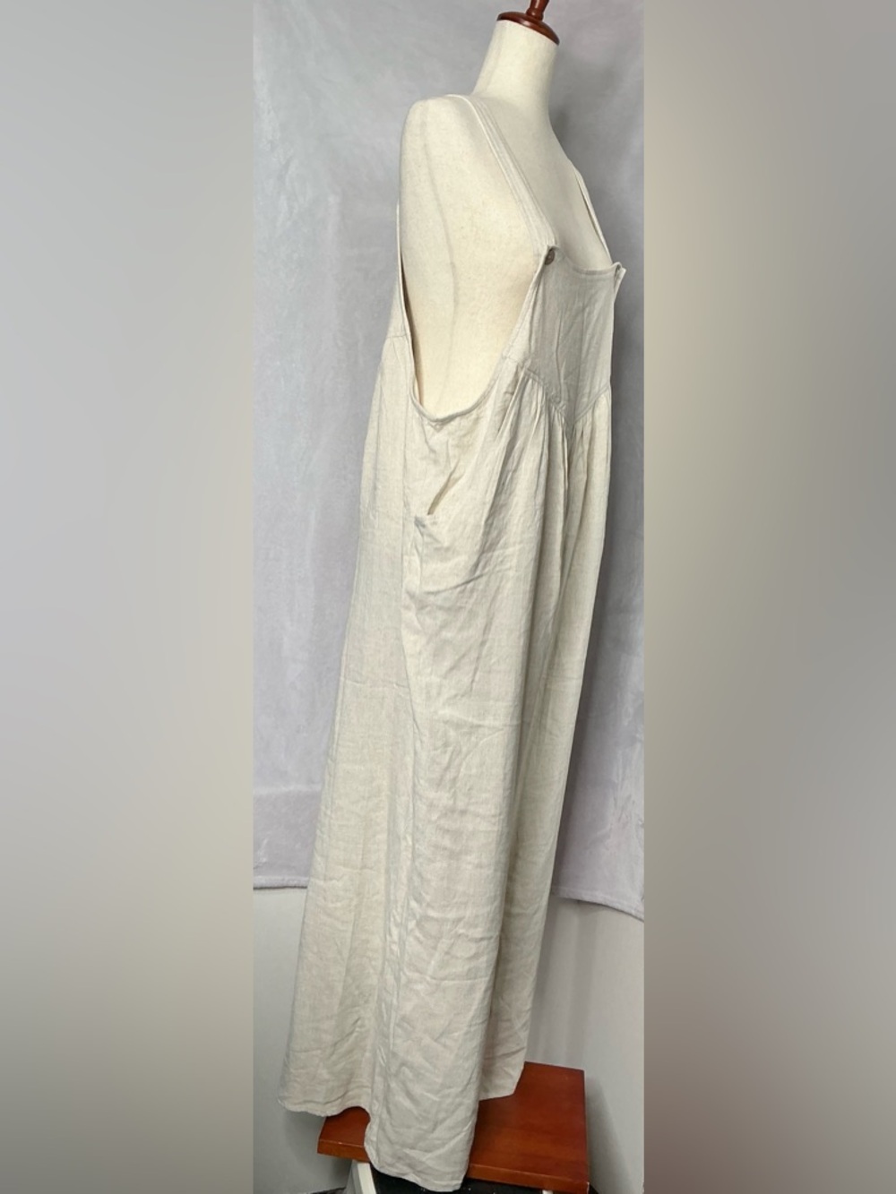 NWT Kori Cream Linen Blend Wide-Leg Overalls Jumpsuit Large - Picture 7 of 8